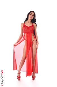 Kama Oxi In Red Dress And High Heels