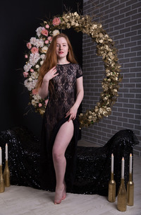 Anicka Take Off Her Sheer Lace Dress