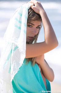 Beautiful Model Lilii Strips Near Ocean