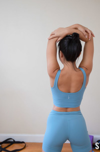 Nicole Doshi Asian Fitness Babe In Stretching Routine