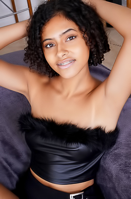 Dani Diaz Runs Her Palms Up And Down Her Lovely Figure