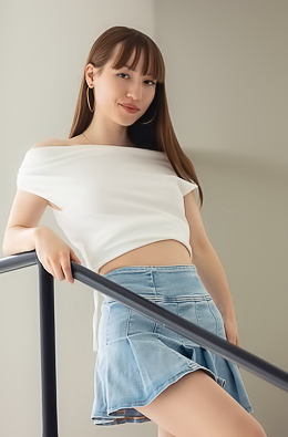 Kate Quinn Soon Perched On The Top Step With Legs Akimbo And Her Perky Breasts Exposed