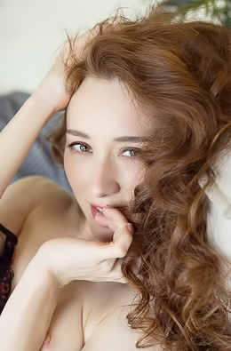 Alice Mido In Red Lingerie Teases With A Sensual Solo Striptease Indoors