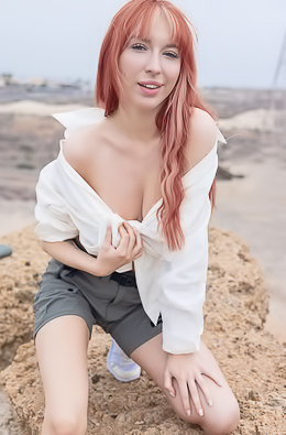 Lilly Mays Teases In The Outdoors With Long Hair And Sneakers On Display