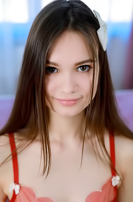 Anastasia Bella Bare Her Perky Breasts And Pinches Her Stiff Nipples Playfully