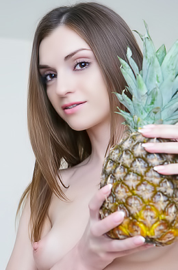 Slowly Parting Her Knees, Monika May Teases Her Hairy Mound For Him